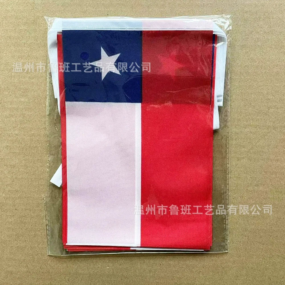 Guirnalda Banderín Chileno (Pack 20 Banderas 14x21 cm) – Cadena Decorativa de Fiestas Patrias para Fondas, Terrazas y Eventos