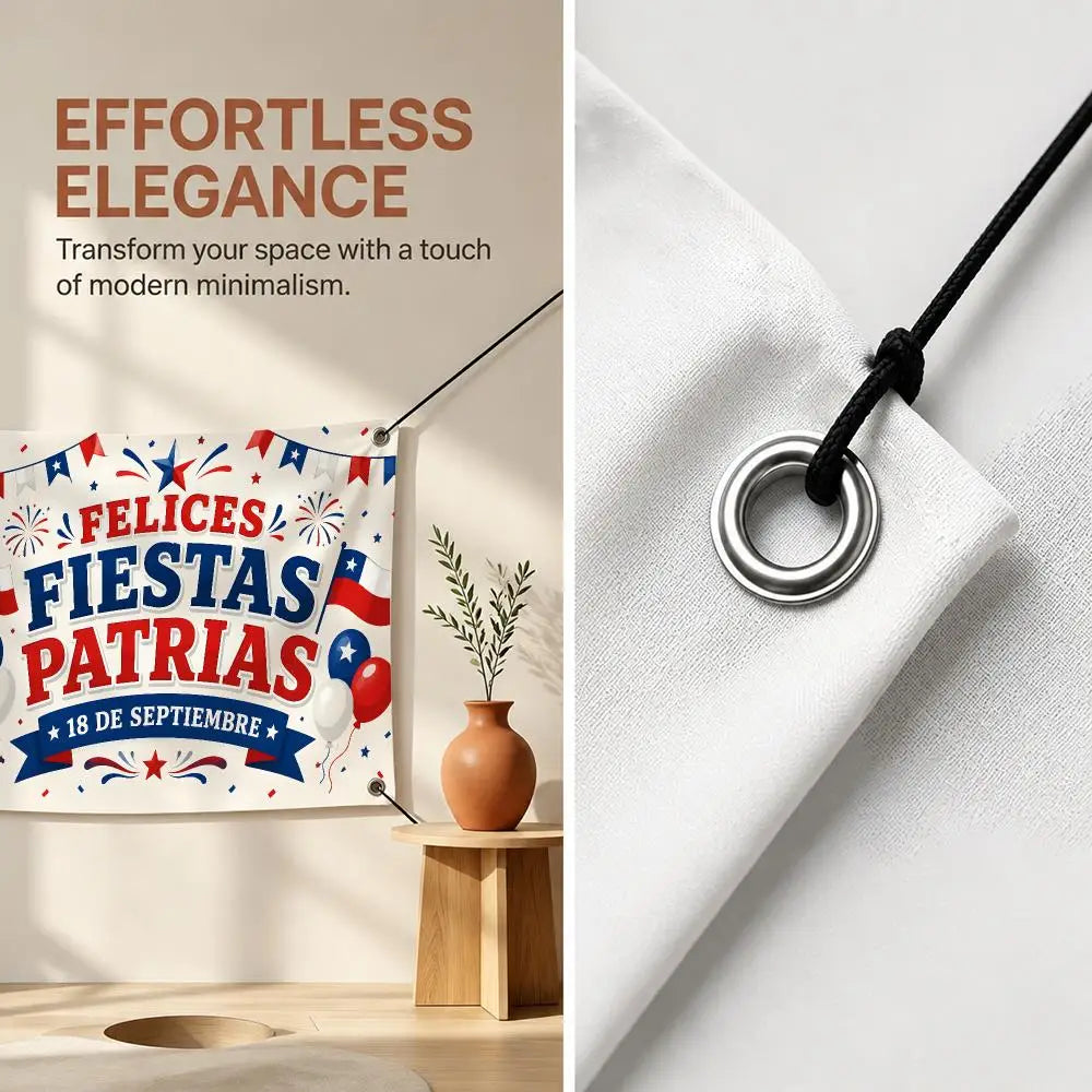 Lienzo Decorativo de Fiestas Patrias – Bandera Chilena "18 de Septiembre" para Muros y Eventos
