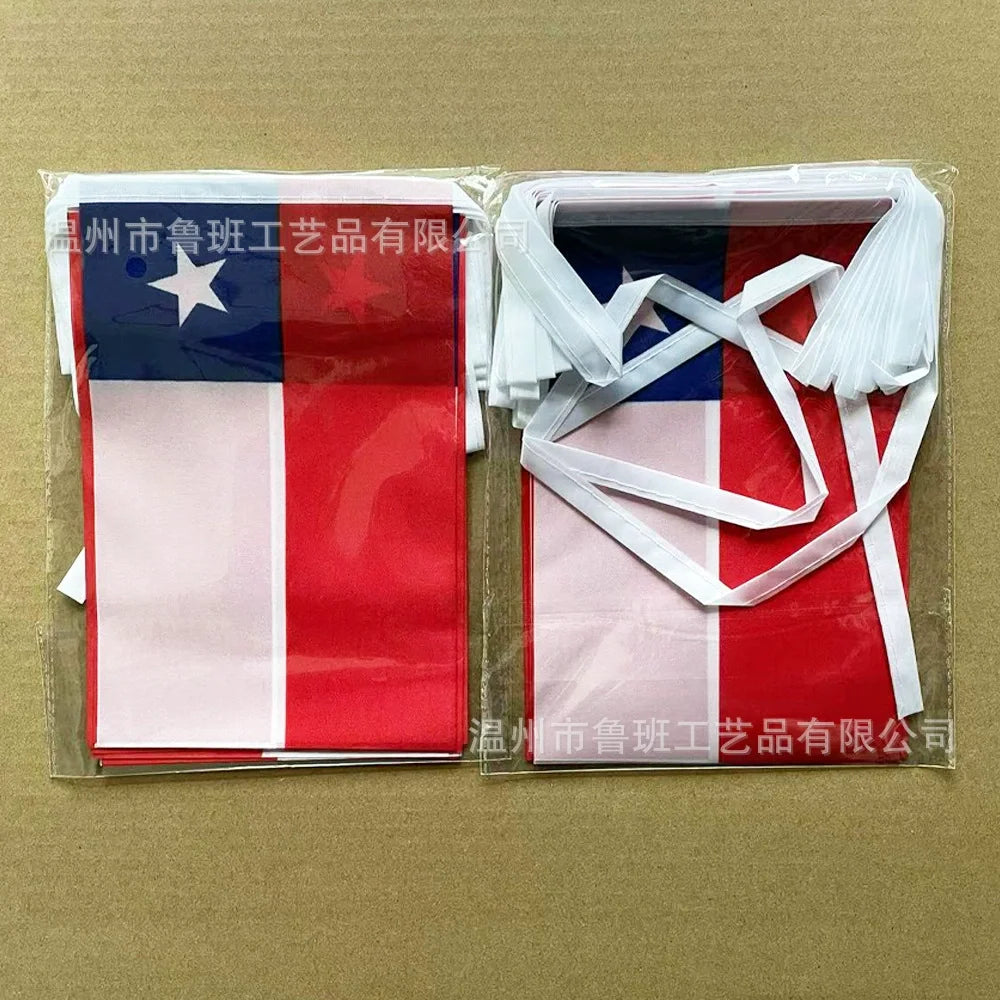 Guirnalda Banderín Chileno (Pack 20 Banderas 14x21 cm) – Cadena Decorativa de Fiestas Patrias para Fondas, Terrazas y Eventos