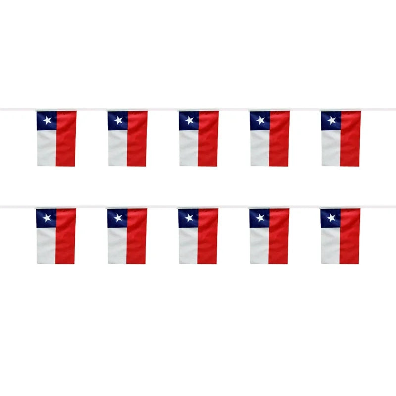 Guirnalda Banderín Chileno (Pack 20 Banderas 14x21 cm) – Cadena Decorativa de Fiestas Patrias para Fondas, Terrazas y Eventos