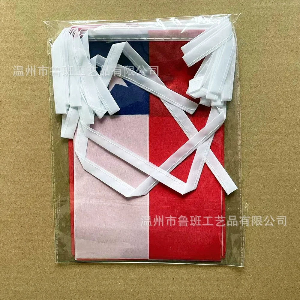Guirnalda Banderín Chileno (Pack 20 Banderas 14x21 cm) – Cadena Decorativa de Fiestas Patrias para Fondas, Terrazas y Eventos