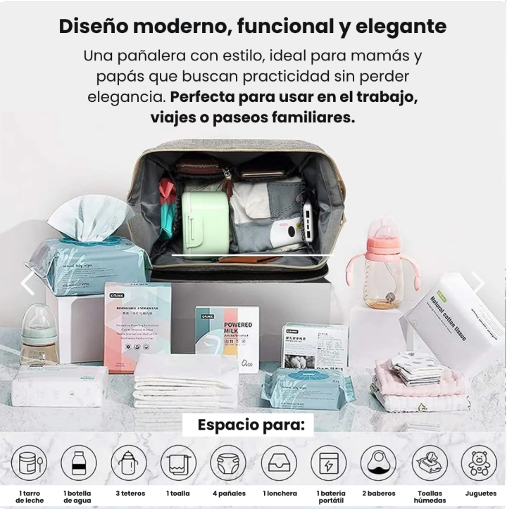 PAÑALERA CON CAMBIADOR PLEGABLE MULTIUSO
